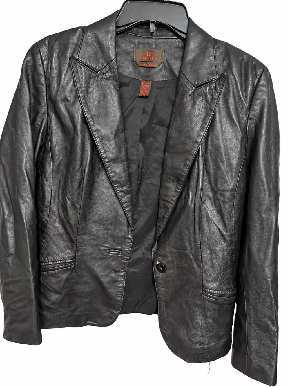 Danier Black Italian Leather Blazer Jacket Women’s Medium Made in Canada